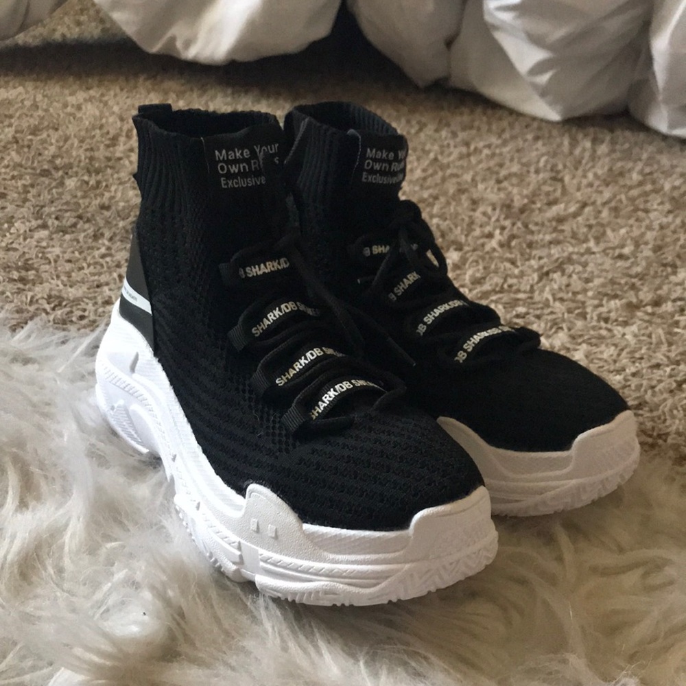 Black and white sock trainers